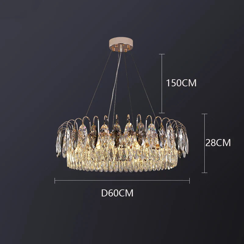 DecorBites™ Crystal Chandelier Pendant Light for Living Room Bedroom Ceiling - Indoor Luxury Lighting