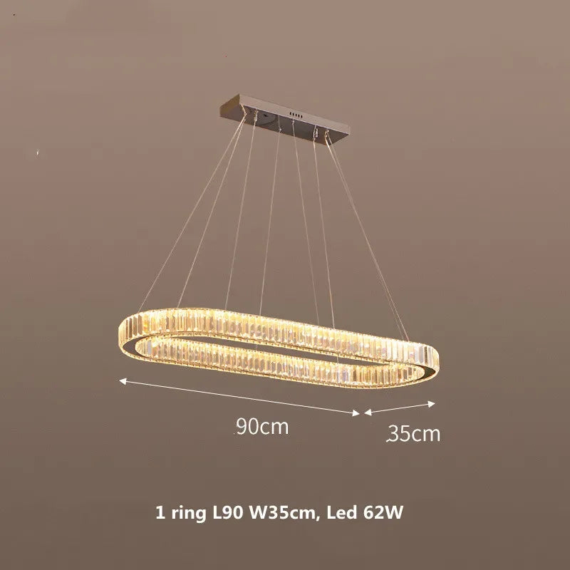 DecorBites™ Crystal Chandelier Pendant Lights Dimmable LED Oval Lustre Hang Lamp