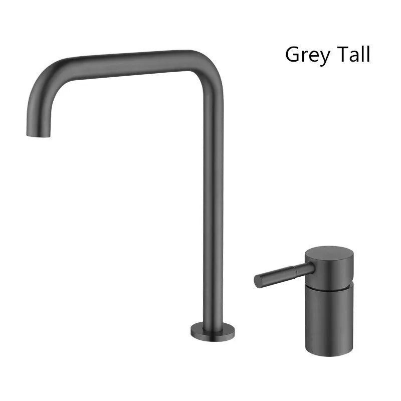 DecorBites™ Black Basin Faucet: Brushed Gold Two-Hole Bathroom Sink Tap with Rotating Spout