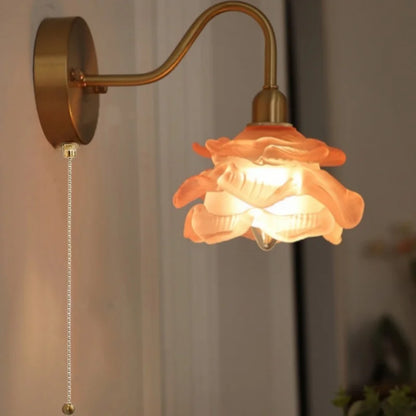 DecorBites™ Brass LED Wall Lights Pull Chain Switch Clear Glass Modern Vanity Mirror Light