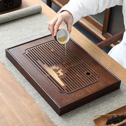 DecorBites™ Bamboo Tea Tray: Natural, Rectangular Tea Board for Kung Fu Tea Set