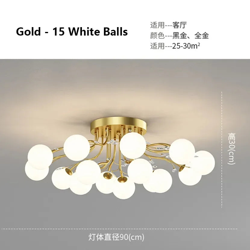 DecorBites™ Black Gold Chandelier with Clear Star Glass Ball Pendant Lights