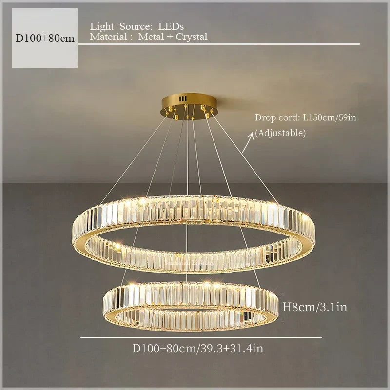DecorBites™ Crystal Ceiling Pendant Chandelier for Luxe Room Decor