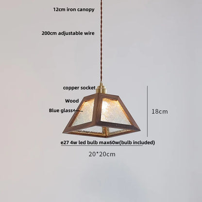 DecorBites™ LED Glass & Wood Pendant Light for Aisle, Coffee Living Room - Japanese Style