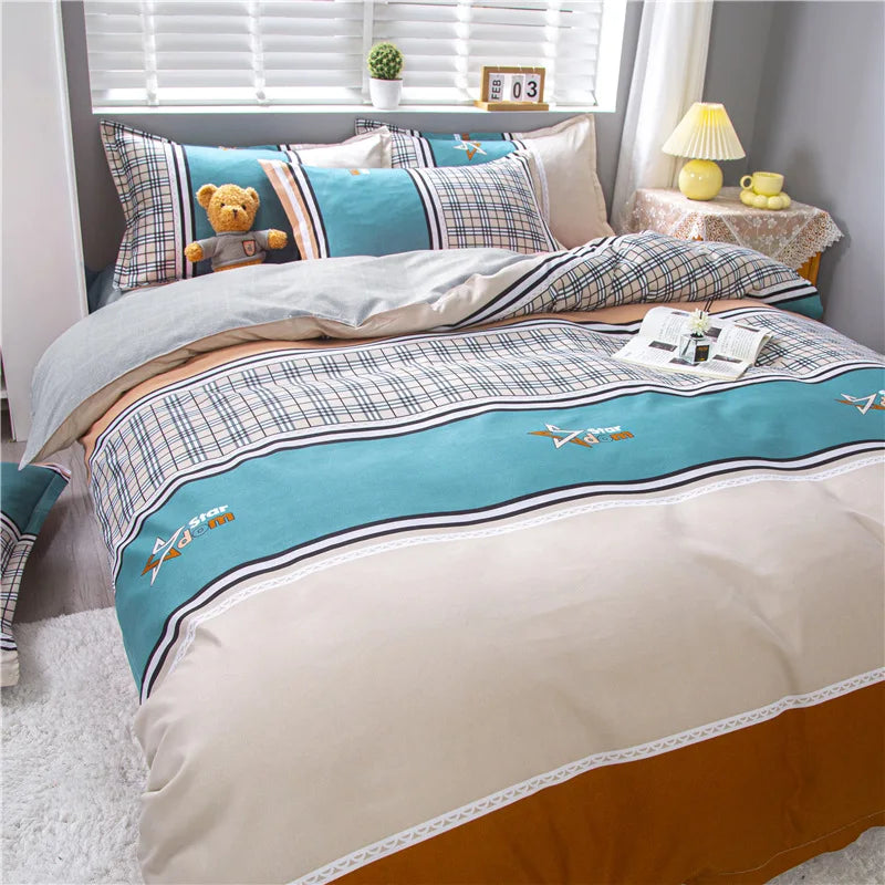 DecorBites™ Lattice Plant Geometric Pattern Bedding Set with Sheet Pillows