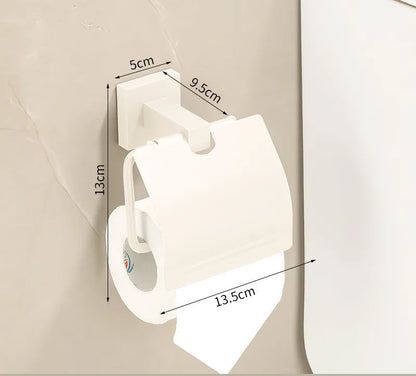 DecorBites™ Bathroom Set: Cream White Shelf, Towel Rack, Paper Holder, Brush Holder & Hardware