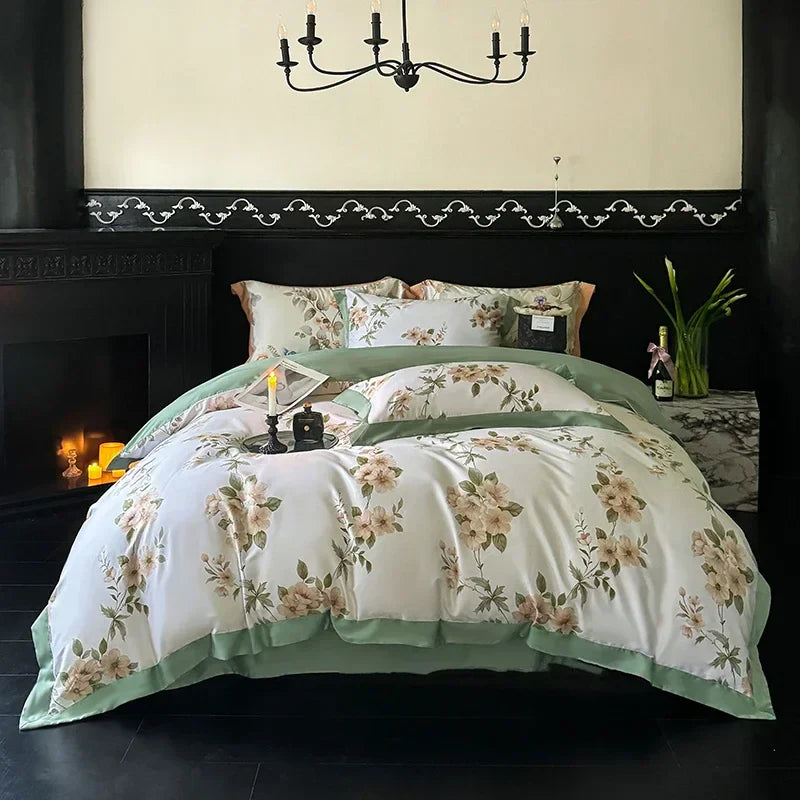 DecorBites™ Egyptian Cotton Bedding Set: Queen King Full Size Sheet Pillowcase Comforter Cover