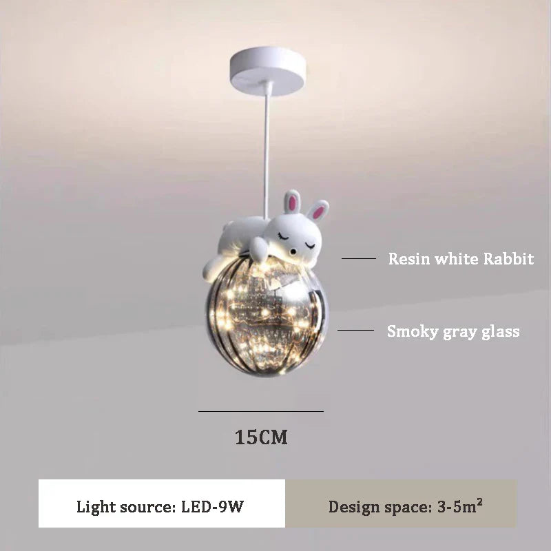 DecorBites™ Children's Room Animal LED Chandelier - Modern Glass Lights for Baby Boy Girl Bedroom