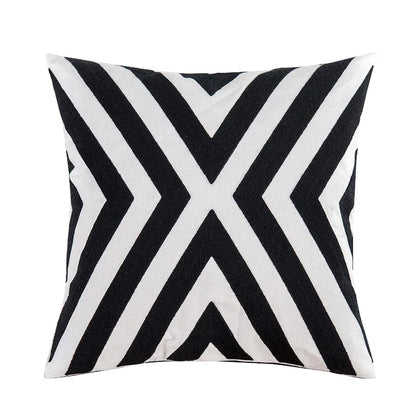 DecorBites™ Black White Embroidered Cushion Cover 45x45cm Sofa Bed Chair Home Decor
