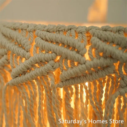 DecorBites™ Boho Macrame Ceiling Pendant Light Cover for Home Bedroom Chandeliers