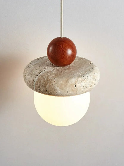 DecorBites™ Cream Stone Wood LED Chandelier for Bedroom & Children's Room