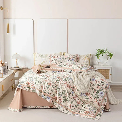 DecorBites™ 100s Egyptian Cotton Bedding Set: Queen King RU Print Sheet Pillowcase Quilt Cover