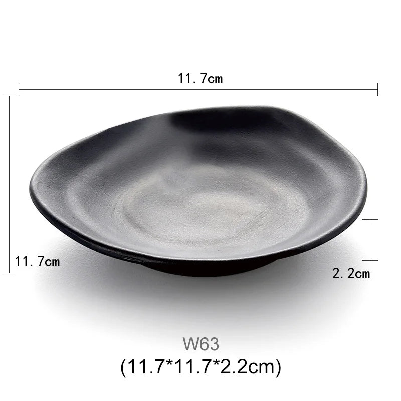 DecorBites™ Black Melamine Plastic Dipping Sauce Dish Bowl Set - Pack of 4