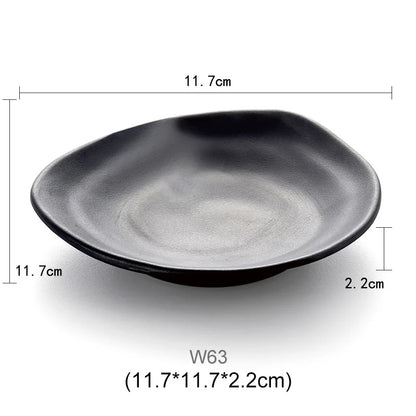 DecorBites™ Black Melamine Plastic Dipping Sauce Dish Bowl Set - Pack of 4