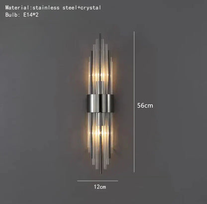 DecorBites™ Clear Crystal LED Wall Lamp Stainless Steel Sconces for Bedroom Dining Room