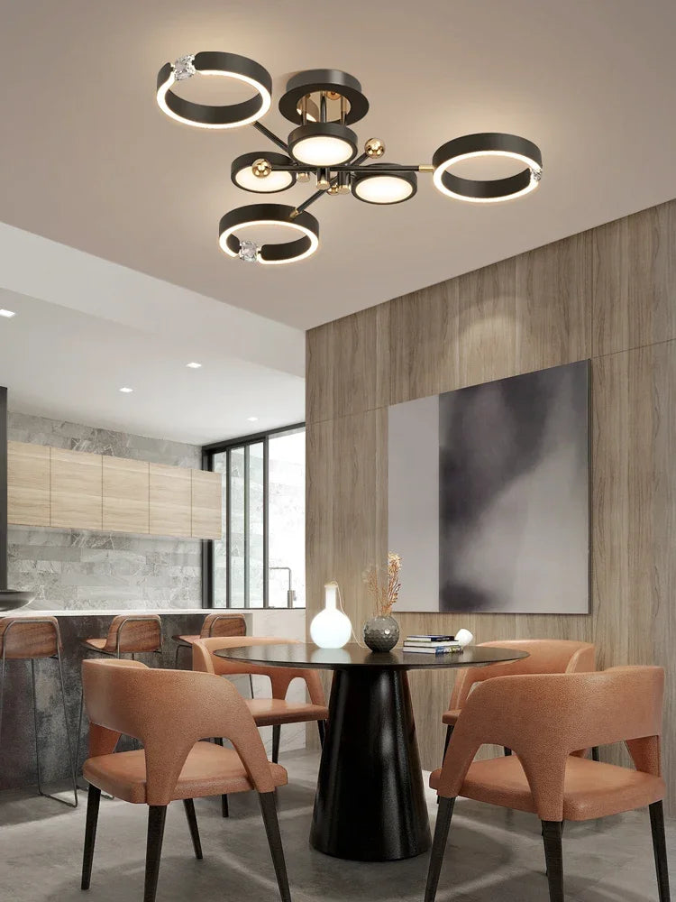 DecorBites™ Gold Plated Luxury Chandelier with Remote Control Crystals for Elegant Living & Bedroom Decor