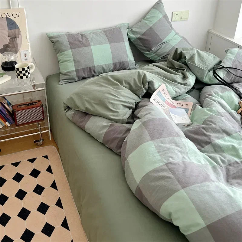 ™ Japanese Style Cotton Printed 4Pcs Bedding Set with Double-Sided Design