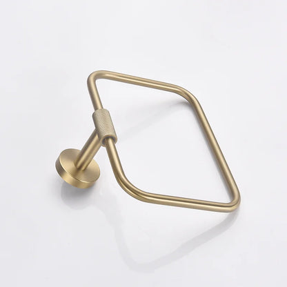 DecorBites™ Brushed Gold Brass Bathroom Accessories Set: Hand Towel Bar, Toilet Paper Holder, Robe Hook