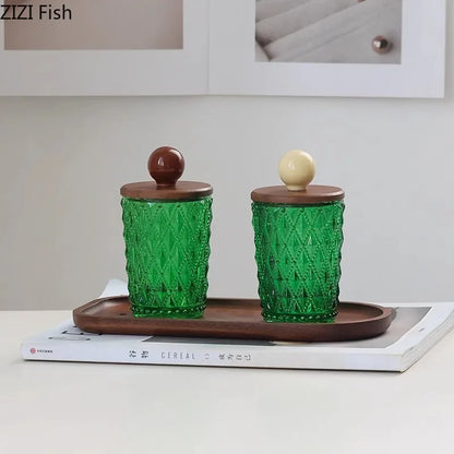 DecorBites™ Ceramic Ball Storage Jar with Walnut Lid for Jewelry and Accessories