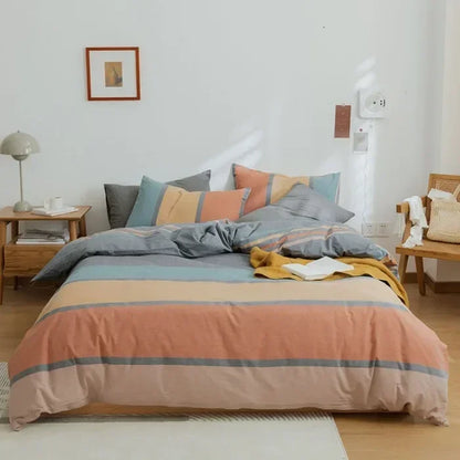 ™ Japanese Style Cotton Printed 4Pcs Bedding Set with Double-Sided Design