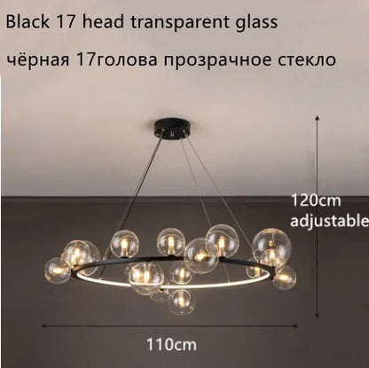 DecorBites™ Glass Ball LED Chandelier: Modern Nordic Style for Living, Dining, Kitchen, Study