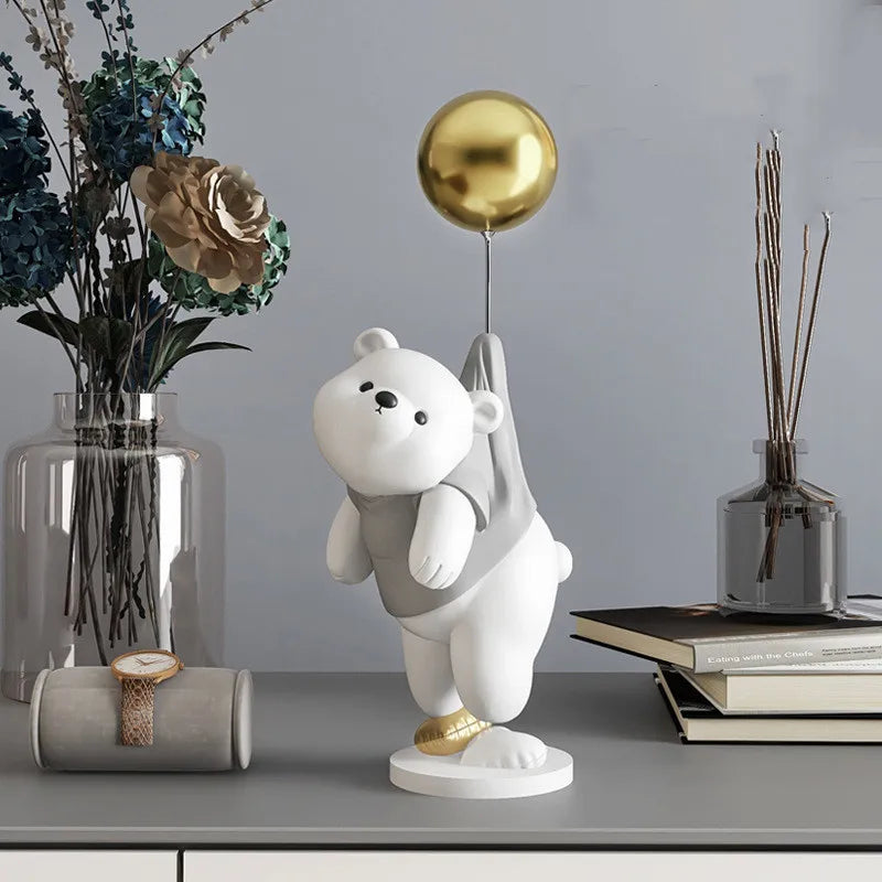 DecorBites™ Balloon Polar Bear Resin Ornaments: Home Decor Craft, Office Desk Figurine sculpt