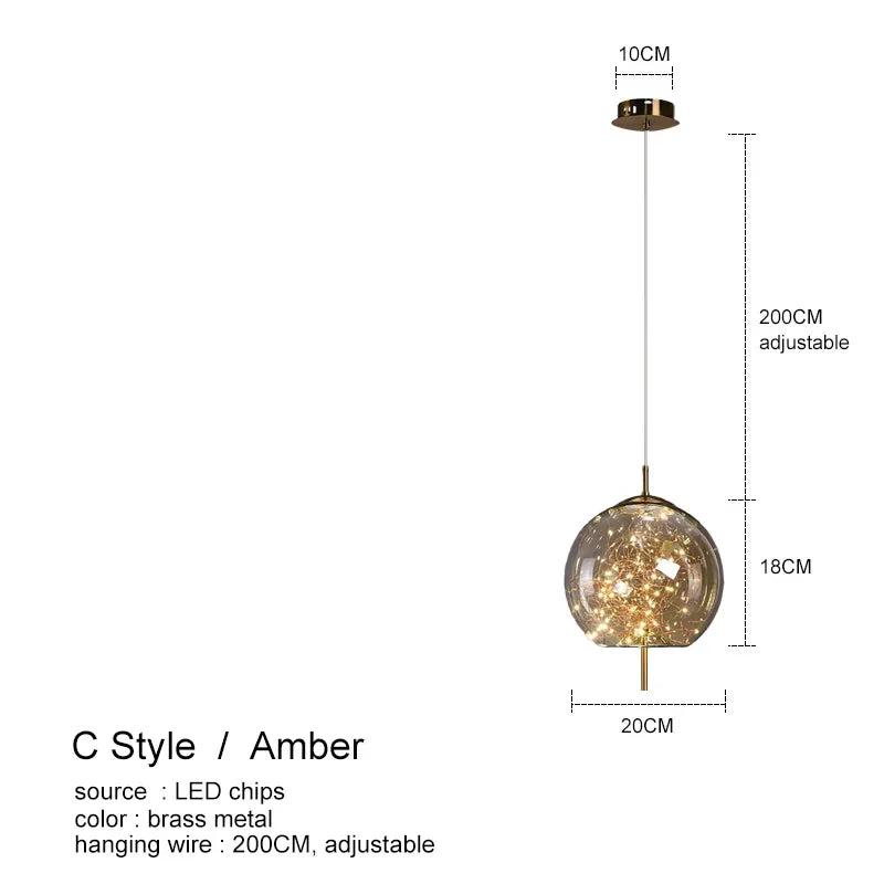 DecorBites™ Amber Glass Chandelier: Luxury Lighting for Bedroom, Dining Room, Kitchen, Restaurant & Art Decor
