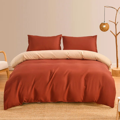 DecorBites™ Brushed Duvet Cover Set, Solid Orange Red, Luxury Hotel Bedding Set