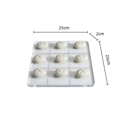 Acrylic Chessboard & Resin Pebble Chess Pieces Set for Home Decor - DecorBites™