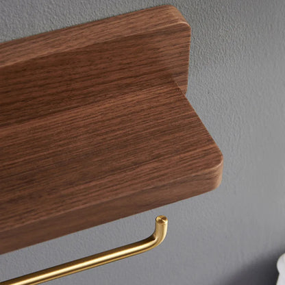 DecorBites™ Brass and Wood Toilet Roll Holder & Paper Towel Holder Stand