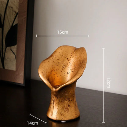 DecorBites™ Black Gold Resin Handicrafts Display Vase Candlestick Home Decor
