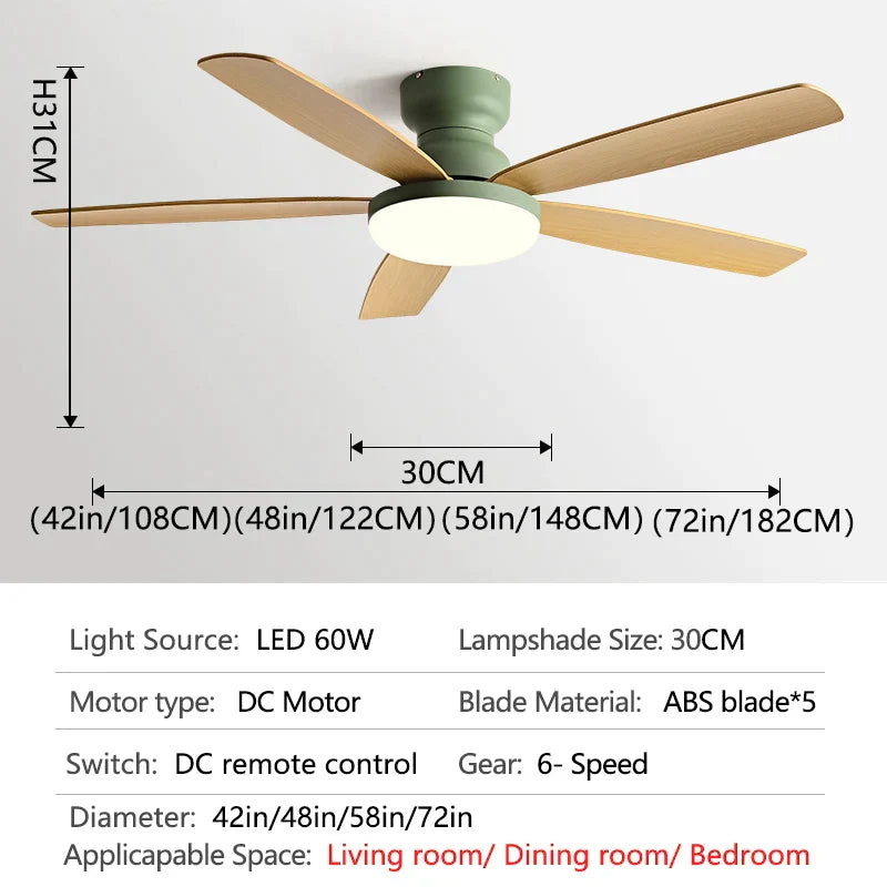 DecorBites™ 72" Low Floor Fan Light Chandelier 2023 Living Room Ceiling Fan Strong Winds