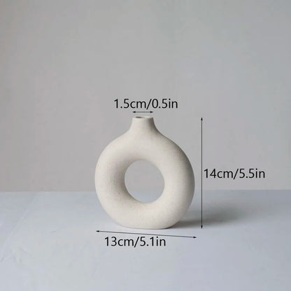DecorBites™ Ceramic Donut Vase: Nordic Art Pampas Grass Home Decor Office Living Room