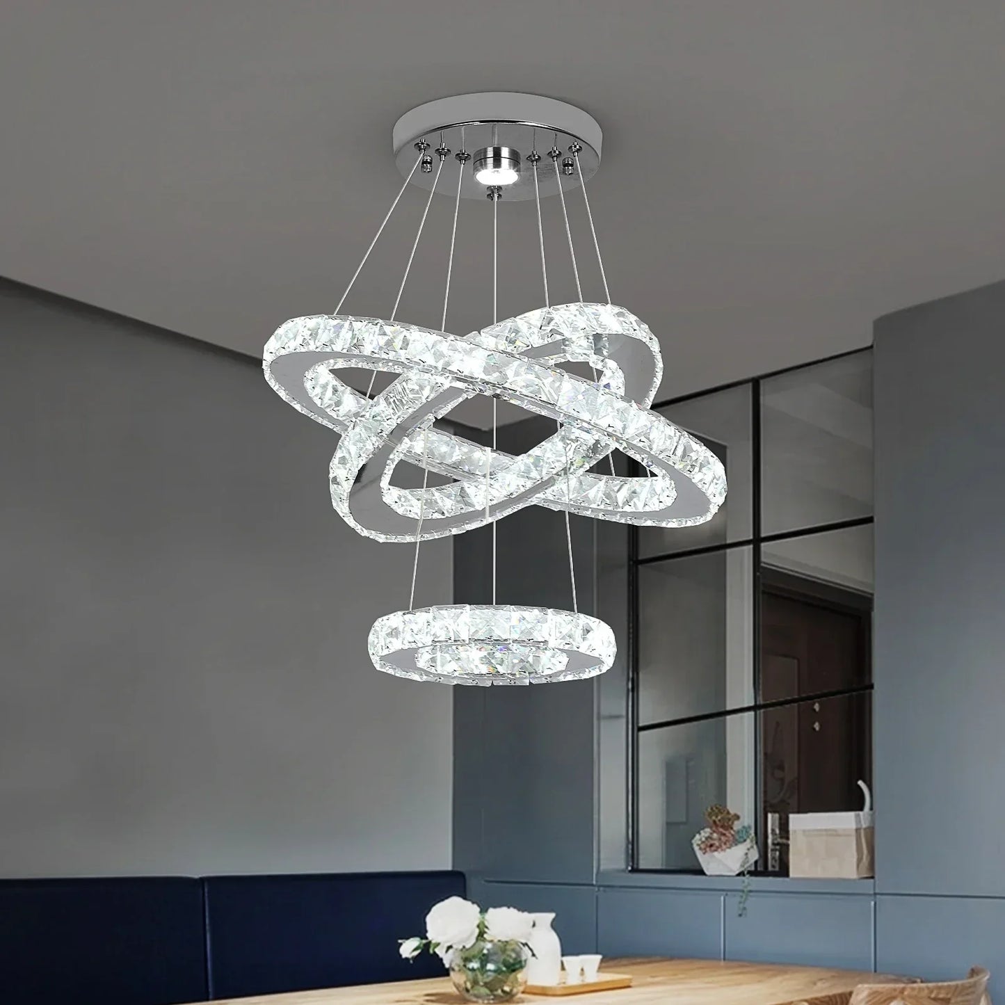 DecorBites™ Crystal Chandelier LED Pendant Lighting for Living Room