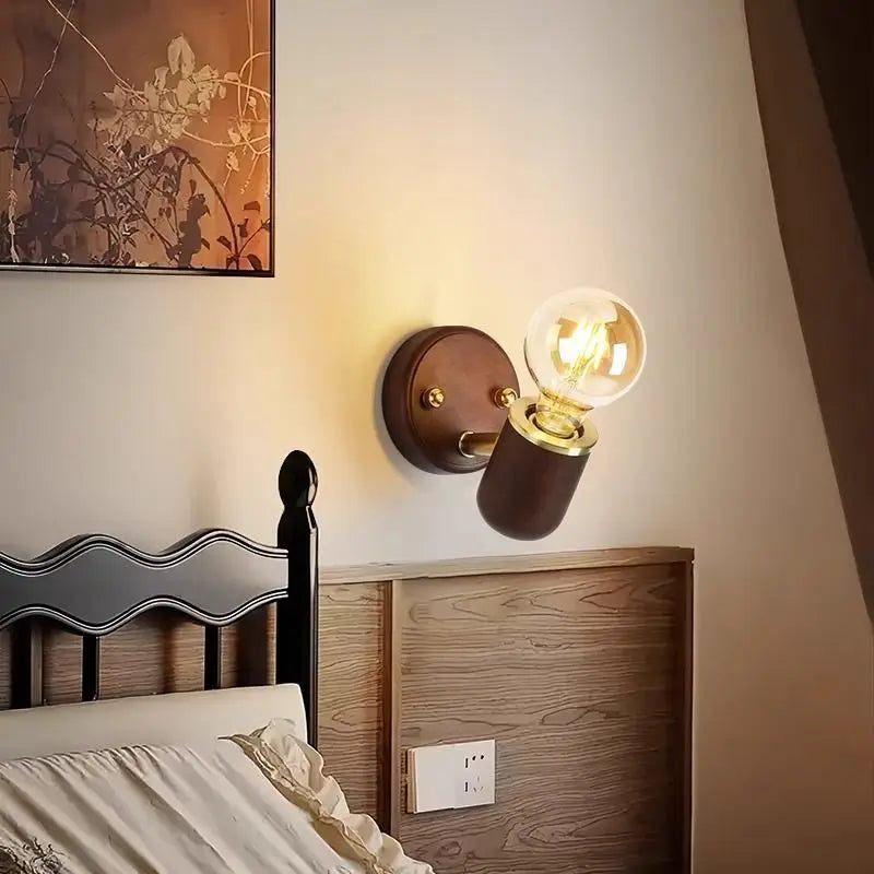 ™ Japanese Walnut Wood Wall Lamp for Bedroom, Corridor, Hallway, Stairway