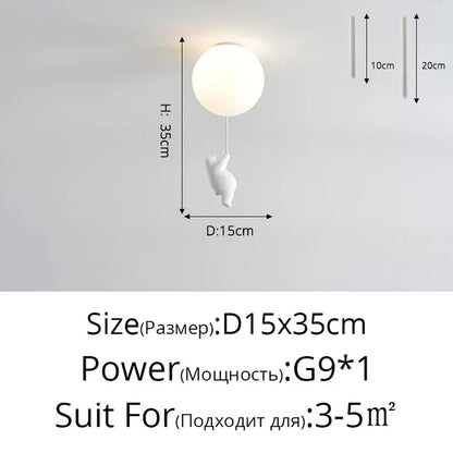 DecorBites™ Kids Cartoon Panda Polar Bear Ceiling Light Chandelier for Boys and Girls' Bedroom
