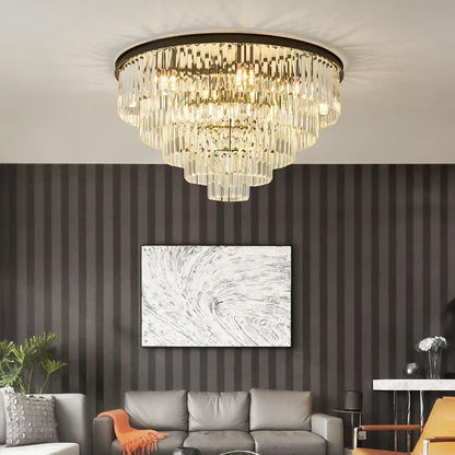 DecorBites™ Black Gold Crystal Ceiling Chandelier: Modern LED Pendant Light for Luxe Living Spaces