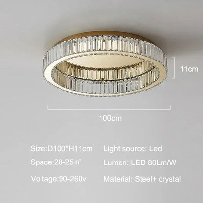 DecorBites™ Gold Crystal Ceiling Light Ring LED - Modern Luxury Indoor Home Lighting
