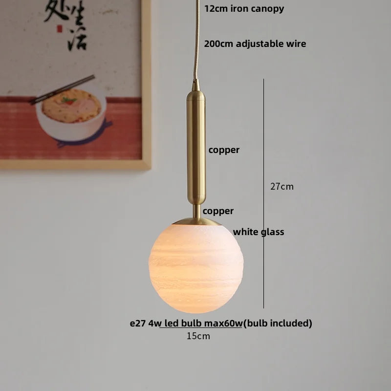 DecorBites™ Ceramic Walnut Pendant Light with LED, Adjustable Hanging Lamp