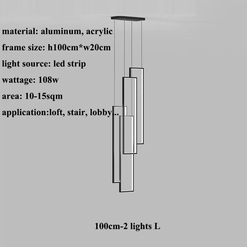 DecorBites™ LED Geometry Stair Chandelier - Luxury Nordic Villa Pendant Fixture for Modern Living