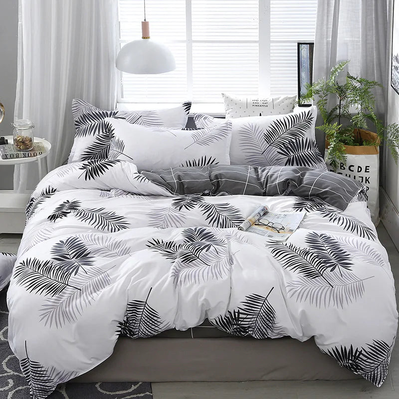 DecorBites™ Lattice Plant Geometric Pattern Bedding Set with Sheet Pillows