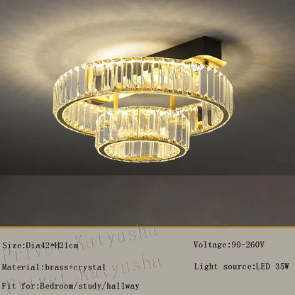 ™ Gold Crystal Copper Ceiling Lamps LED Modern Home Room Decor Lighting