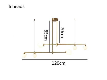 DecorBites™ Glass Ball Chandelier LED Light Fixture for Dining Room Bedroom Kitchen Island