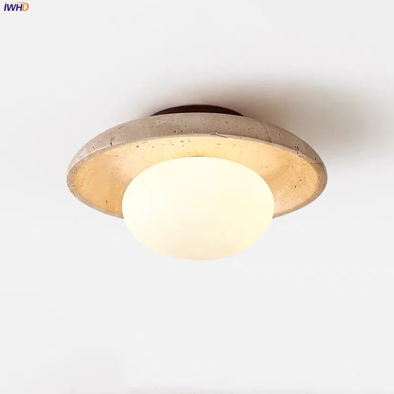DecorBites™ Glass Ball LED Ceiling Light White Yellow Travertine Plafondlampen
