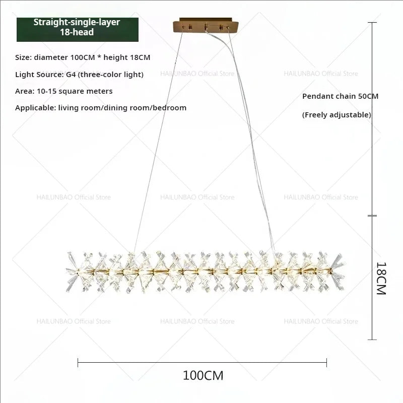 DecorBites™ Crystal Chandelier for Living and Dining Room High-End Elegant Bedroom Lighting