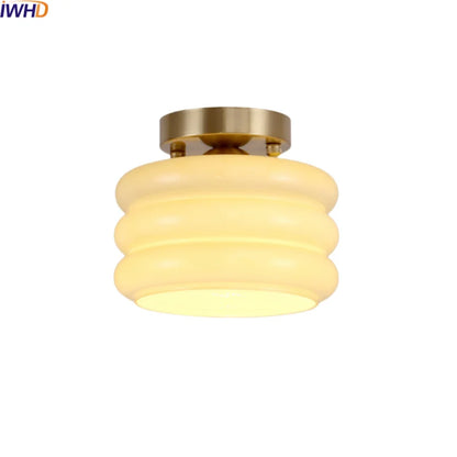 DecorBites™ Creamy Glass Iron LED Ceiling Light - Modern Indoor Lighting Fixtures