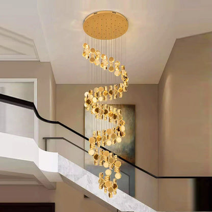 DecorBites™ Crystal Chandelier Stair Pendant Lamp Living Room Lighting