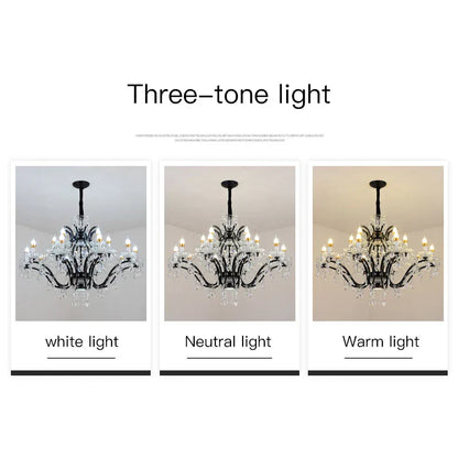 DecorBites™ Crystal Candle Chandelier Lighting: Farmhouse Dining Kitchen Pendant Lamp