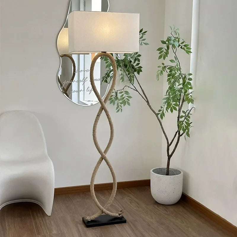 ™ Hemp Rope Fabric Shade LED Floor Lamp for Home Decor