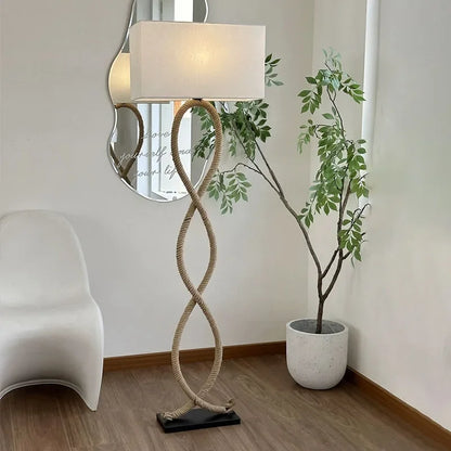 ™ Hemp Rope Fabric Shade LED Floor Lamp for Home Decor